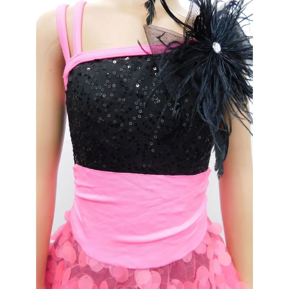 Pre-Owned Dance Costume Weissman 7806 Medium Child Hot Pink Dress Jazz Barbie M